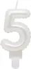 Bougie chiffre 5 FIVE Pearl WHITE 7 cm Voir les images du produit 1