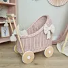 Puppenwagen aus Weide in der Farbe rosa mit Bettwäsche Produktbild-Vorschau 5