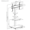 A technical drawing of a TV stand with dimensions indicated. Anteprima dell’immagine prodotto