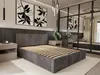 A modern bedroom with a bed, nightstands, and artwork. Produktbild-Vorschau