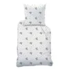 A folded duvet and pillow set with a koala pattern, laid out flat on a white background. Produktbild-Vorschau