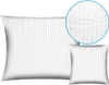 A white pillow with a striped pattern, shown with a close-up inset. Produktbild-Vorschau