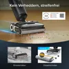 A wet dry vacuum cleaner is shown cleaning a floor with debris, with comparison images below. Produktbild-Vorschau