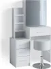 A white vanity table with a mirror and stool, set against a white background. Náhled obrázku produktu