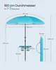 A diagram showing the dimensions of a beach umbrella. Produktbild-Vorschau
