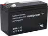 A black lead-acid battery with white text and logos. Produktbild-Vorschau