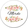 Huuraa Aufkleber Merde französisch Blumen 10cm rund Sticker Produktbild-Vorschau 1