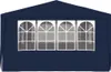 A dark blue party tent with four arched windows is shown against a white background. Produktbild-Vorschau