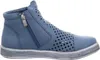 A blue leather ankle boot with perforated detailing and a side zipper. Produktbild-Vorschau