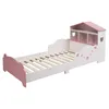 Hausform Kinderbett Weiß-Rosa mit Bücherregal, Produktbild-Vorschau 2