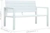 A white garden bench with dimensions indicated. Náhled obrázku produktu