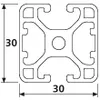 Länge 1490mm - Aluminiumprofil 30x30L 2 Nuten verdeckt 180° Produktbild-Vorschau 2