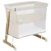A baby crib/bassinet with mesh sides and wooden legs, presented on a white background. Produktbild-Vorschau