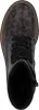 A top-down view of a single brown and black leopard print lace-up boot. Voir les images du produit