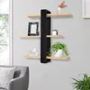 Wandregal 3 Ablagen Schweberegal aus Holz für Wohnzimmer Produktbild-Vorschau 1
