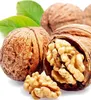 A close-up of several walnuts, some whole and some cracked open to reveal the edible kernel, with green leaves in the background. Produktbild-Vorschau