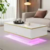 Merax Hochglanzer LED-Couchtisch mit Golddekor, Produktbild-Vorschau 3