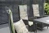 Outdoor seating area with chairs and a table, featuring cushions with an olive motif. Produktbild-Vorschau