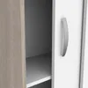 A close-up view of an open cabinet, showing the interior shelves and a handle on the exterior door. Produktbild-Vorschau