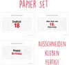 A collage of paper templates for gift wrapping, with text and decorative elements. Produktbild-Vorschau