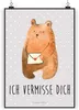 Mr. & Mrs. Panda Bild Bär Liebesbrief DIN A5 - Grau Pastell Produktbild-Vorschau 1