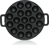 A black cast iron poffertjes pan with 19 circular indentations is shown from a top-down perspective against a white background. Anteprima dell’immagine prodotto