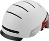 A white bicycle helmet with red accents and a black visor. Anteprima dell’immagine prodotto