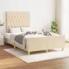 vidaXL Bettgestell ohne Matratze Creme 120x190 cm Stoff Produktbild-Vorschau 2