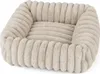 A close-up, studio shot of a beige, corduroy-textured dog bed. Produktbild-Vorschau