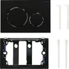 A black toilet flush plate with two buttons and a mounting frame, along with two white plastic rods. Produktbild-Vorschau