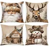 Weihnachtskissenbezüge 4 Stück 45x45 cm Plüsch Elch Produktbild-Vorschau 1