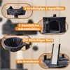 A collage of images showcasing different features of a cat tree, with German text labels. Produktbild-Vorschau