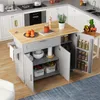 A kitchen island with storage and a wooden countertop in a kitchen setting. Náhled obrázku produktu