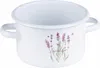 A white enamel pot with a lavender design and the word "Lavender" printed on it. Podgląd zdjęcia produktu