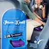A child is sitting in a car seat booster, with an adult adjusting the seatbelt. The image includes marketing text and graphics. Náhľad obrázku produktu