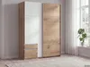 Schwebetürenschrank 2-trg. Kleiderschrank 135 cm Eiche Weiß Produktbild-Vorschau 3