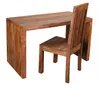 A wooden desk and chair set against a white background. Produktbild-Vorschau