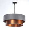 A pendant light with two shades, one gray and one copper, against a white background. Podgląd zdjęcia produktu