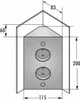 Technical drawing with dimensions of a corner socket element. Produktbild-Vorschau