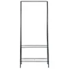 A black metal garment rack with two shelves against a white background. Náhled obrázku produktu