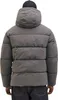 A person wearing a gray puffer jacket and a black cap, viewed from the back. Produktbild-Vorschau
