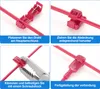 A four-panel instructional image showing how to use wire connectors. Produktbild-Vorschau