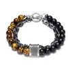 Herren Armband mit Tigerauge & Obsidian – Naturstein Produktbild-Vorschau 1