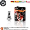 A product shot of an OSRAM NIGHT BREAKER LED H7 bulb and its packaging, along with various flags and a 'Street Legal' badge. Produktbild-Vorschau