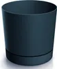 A dark gray planter with a saucer, isolated on a white background. Produktbild-Vorschau