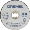 A close-up view of a Dremel cutting disc with branding and specifications. Anteprima dell’immagine prodotto