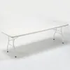 A white folding table with metal legs on a white background. Produktbild-Vorschau