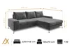AX LIVING Canapé-lit d'angle avec sommier Artemia 275 cm Voir les images du produit 4