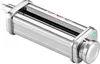 A close-up view of a shiny metal pasta roller attachment for a stand mixer, set against a plain white background. Produktbild-Vorschau
