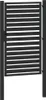 A black metal garden gate with horizontal slats, shown in a studio setting against a white background. Náhled obrázku produktu
